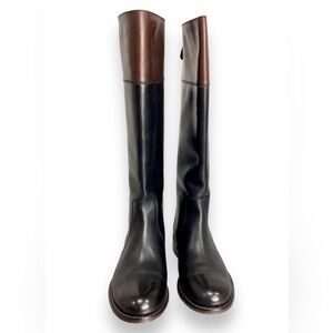 Juicy Couture Black Brown Leather Riding Boots